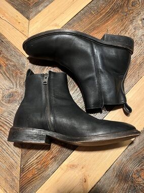 Mens ALL SAINTS Black Leather Side-Zip Chelsea Boots Size 41